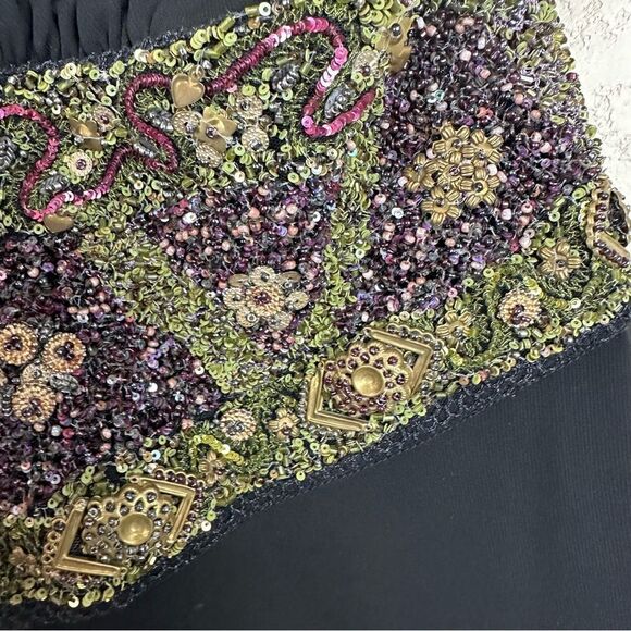 MaxMara Black Beaded Halter Little Black Dress Midi Swing Size 38 - Picture 6 of 10